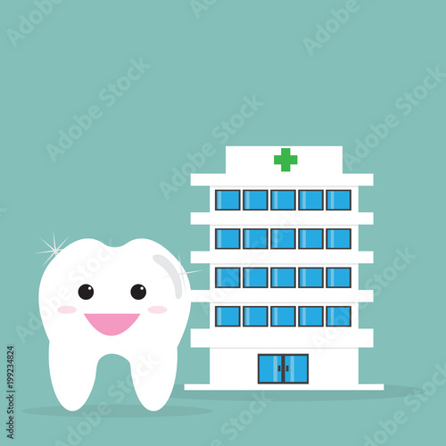 healty tooth front of dentist office,health care concept
