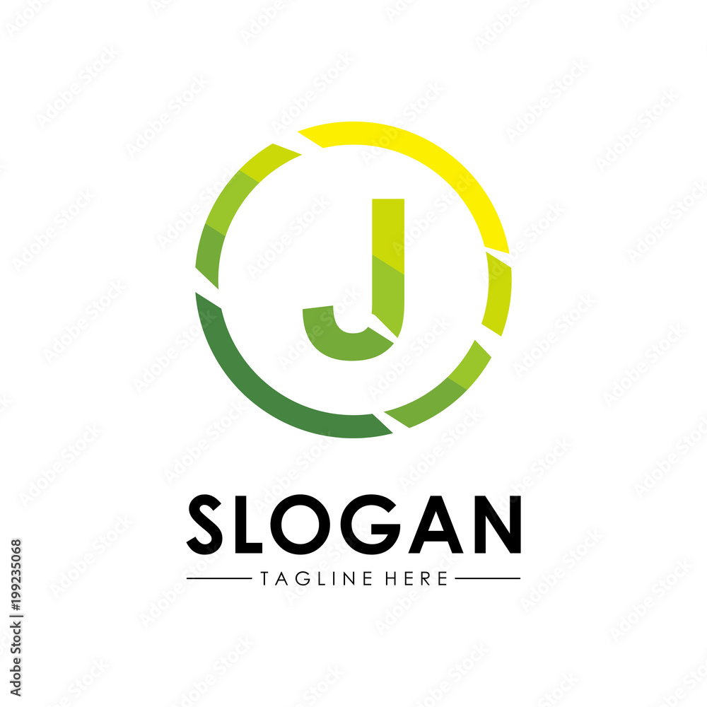 Vector of J letter on circle logo template Vector of J letter on circle logo template