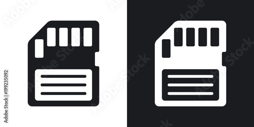 Vector memory card icon. Two-tone version on black and white background