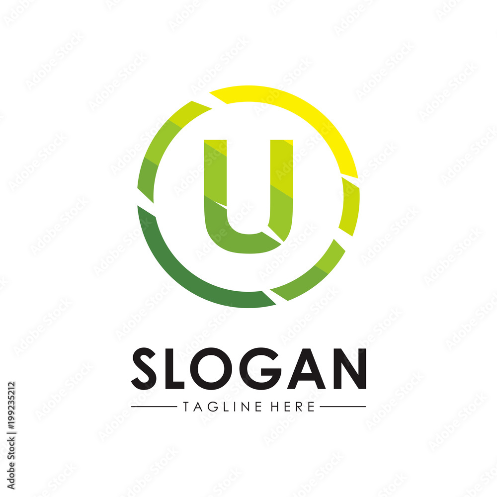 Fototapeta premium Vector of U letter on circle logo template