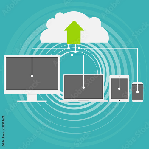 Cloud computing is a modern technique. Storage of information on a cloud resource. Cloud storage technology.