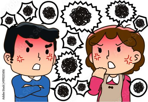 Couple, argument, speech balloon
