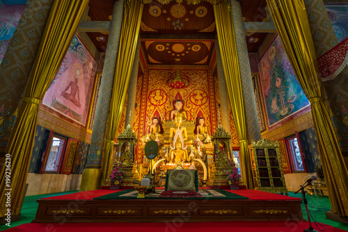 The interior view of the main temple of Wat Phra Thart Doisaket in Chiang Mai, Thailand. photo