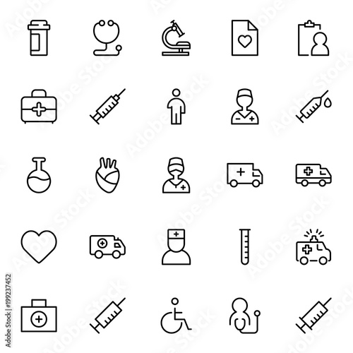 Oncology flat icon set