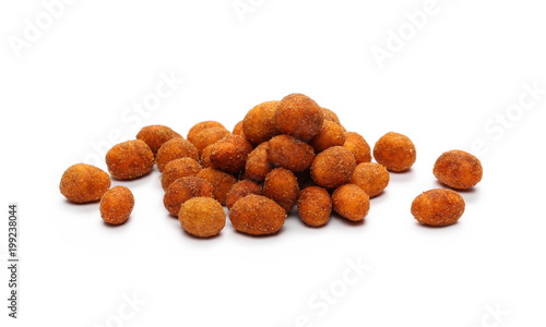 Spicy hot peanuts pile isolated on white background