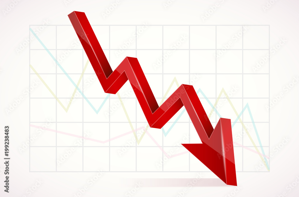 Abstract chart with 3D glossy red arrow Abstract chart with 3D glossy red arrow