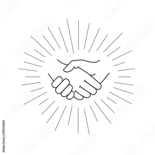 Business handshake. Vector icon of contract agreement.