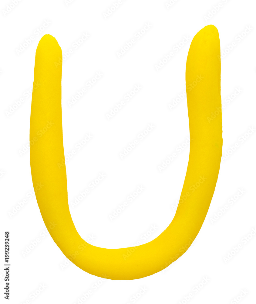 The Plasticine letter U isolated on a white background The Plasticine letter U isolated on a white background