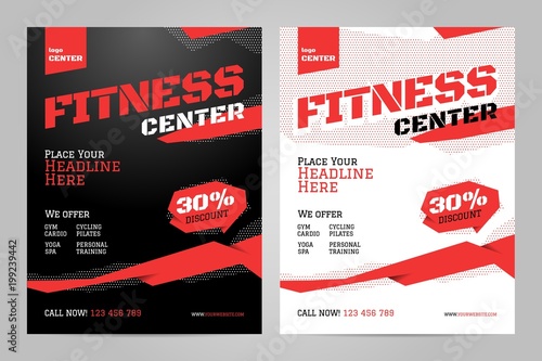 Vector layout design template for fitness center or other sport event.