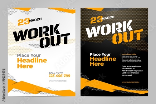 Vector layout design template for workout or other sport event.