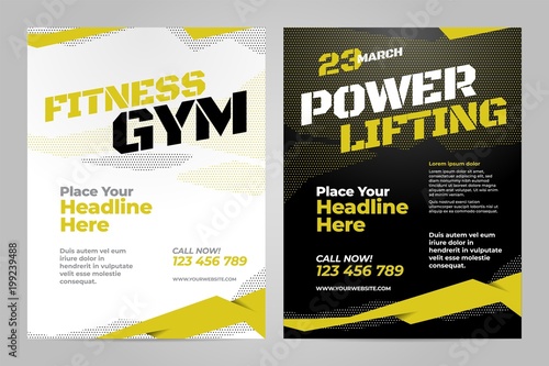 Vector layout design template for fitness center, powerlifting or other sport event.