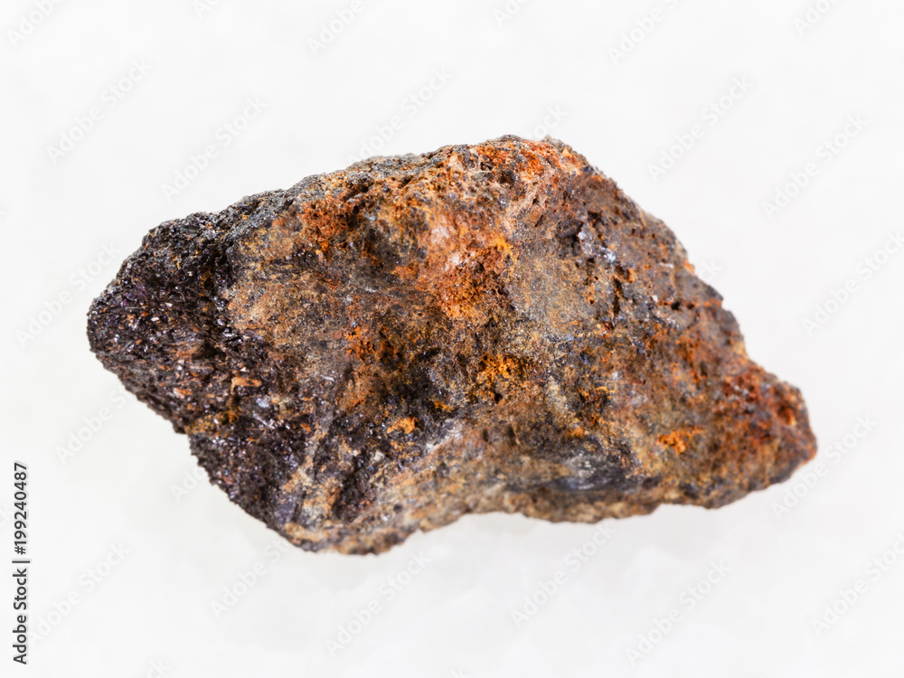 raw Psilomelane (manganese ore) stone on white raw Psilomelane (manganese ore) stone on white