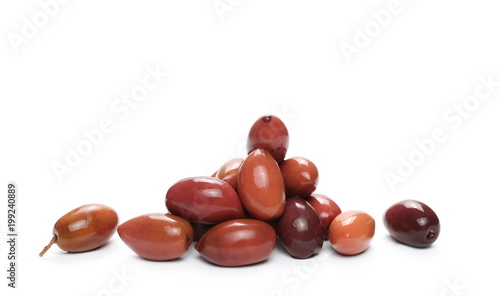 Black olives isolated on white background