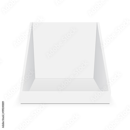 Cardboard POS display mock up - front view. Vector illustration