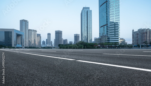 empty urban road with city skyline on background   tianjin China Asia.