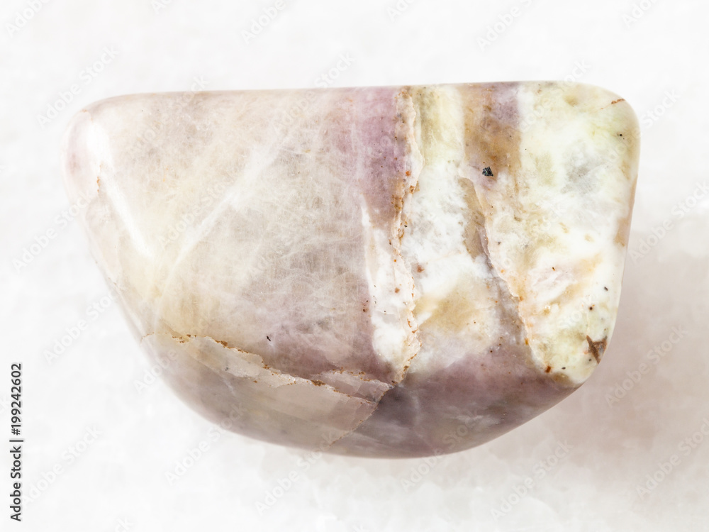 tumbled Cancrinite gemstone on white tumbled Cancrinite gemstone on white