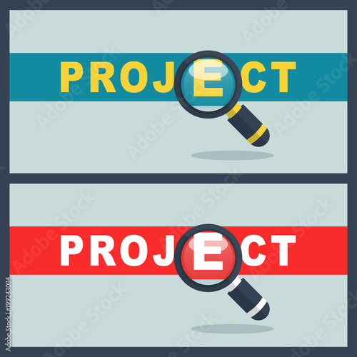 project word with magnifier concept