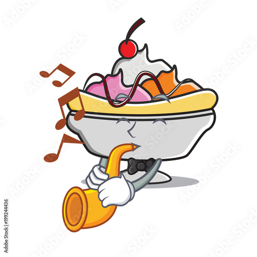 Trumpet banana split mascot cartoon