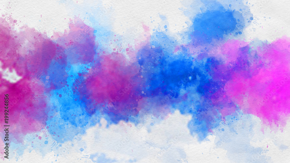Vivid pink and blue watercolor paint template