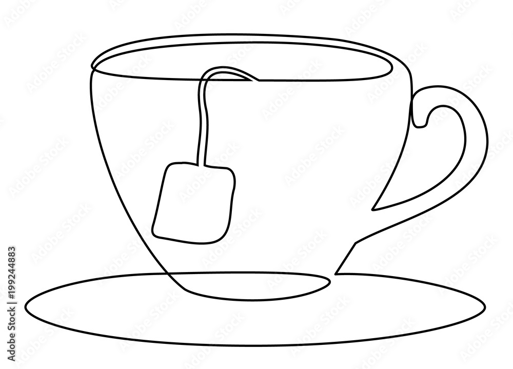 Tea set one line drawing concept Tea set one line drawing concept