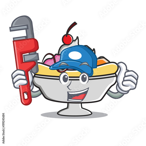 Plumber banana split mascot cartoon photo