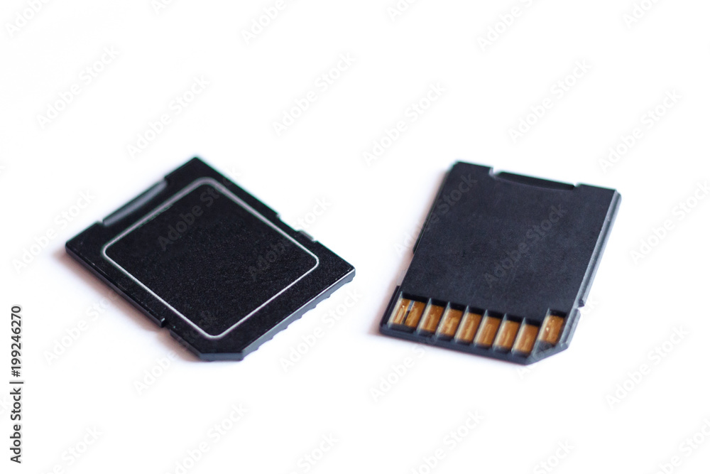 various sizes SD cards on a white background various sizes SD cards on a white background