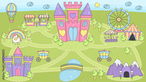 Princess castle play mat activity game for girls.
