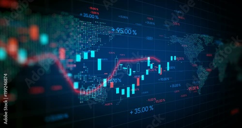 4k loop financial chart and stock market bar chart for use as  financial report and stock market presentation