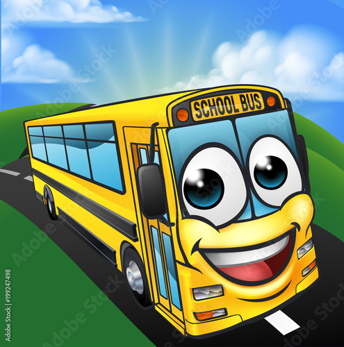 School Bus Cartoon Characte...