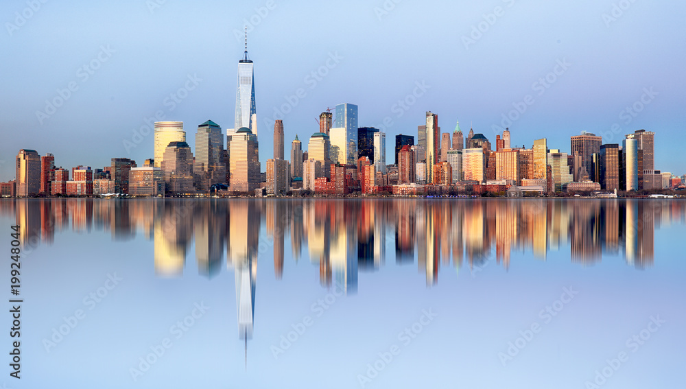 Obraz premium Panoramę Manhattanu, Nowy Jork nocą