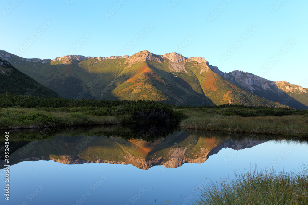 Belianske Tatras with Trojrohe lake in Slovakia