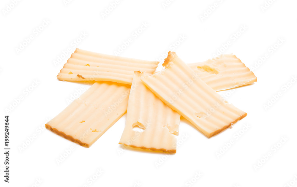 smoked cut cheese isolated