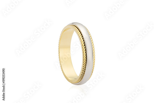 Silver and gold ring isolated on white background