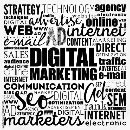 Digital Marketing word cloud collage, business concept background