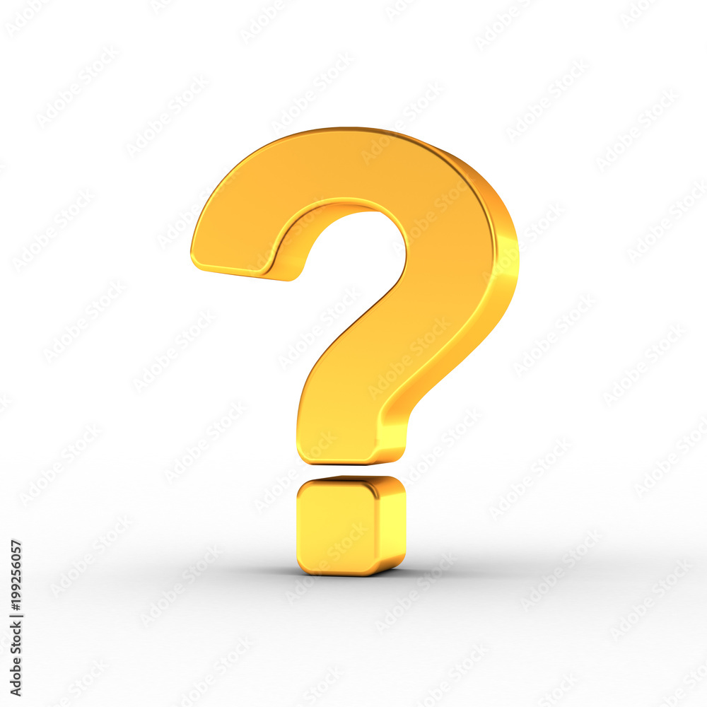 Question mark as a polished golden object with clipping path Question mark as a polished golden object with clipping path