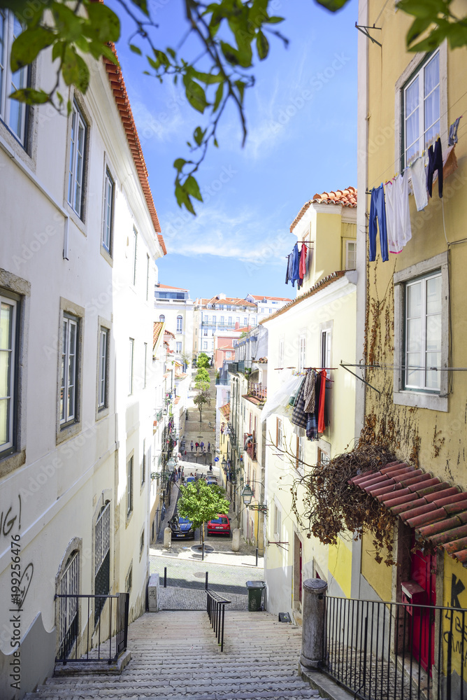 alley in high barrio in Lisbon