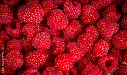 Fresh and sweet raspberries background