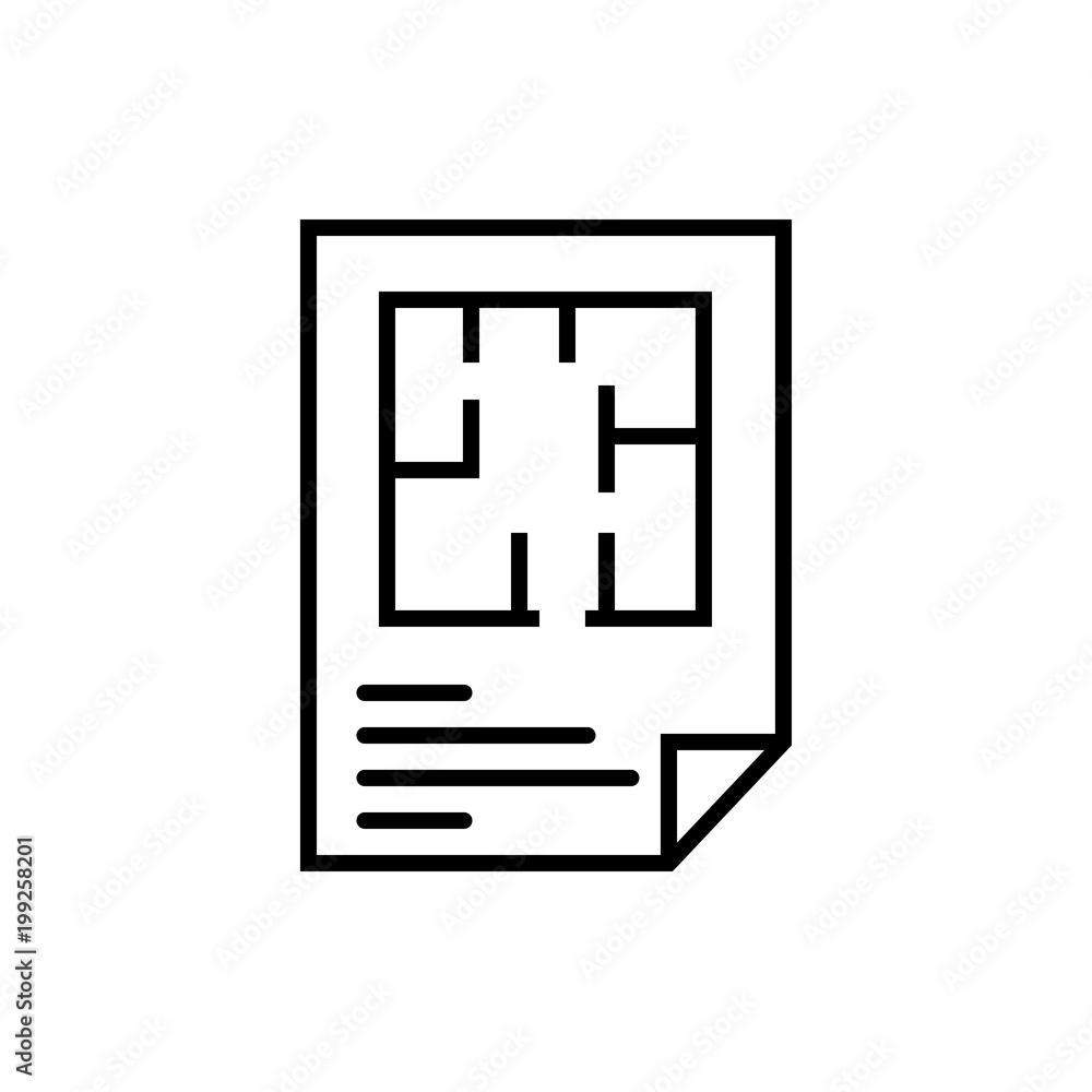 Plan icon on paper icon Plan icon on paper icon