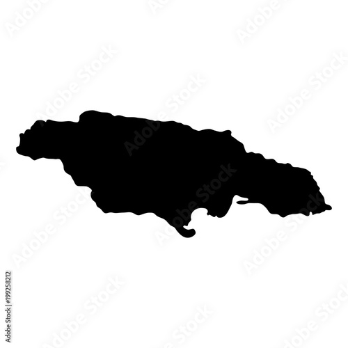 black silhouette country borders map of Jamaica on white background of vector illustration