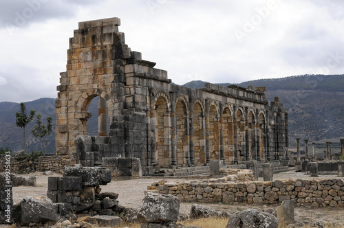 Frühchristliche Basilika, archäologische Ausgrabung der antiken römischen Stadt Volubilis, UNESCO-Weltkulturerbe, Marokko, Afrika ©  Egon Boemsch