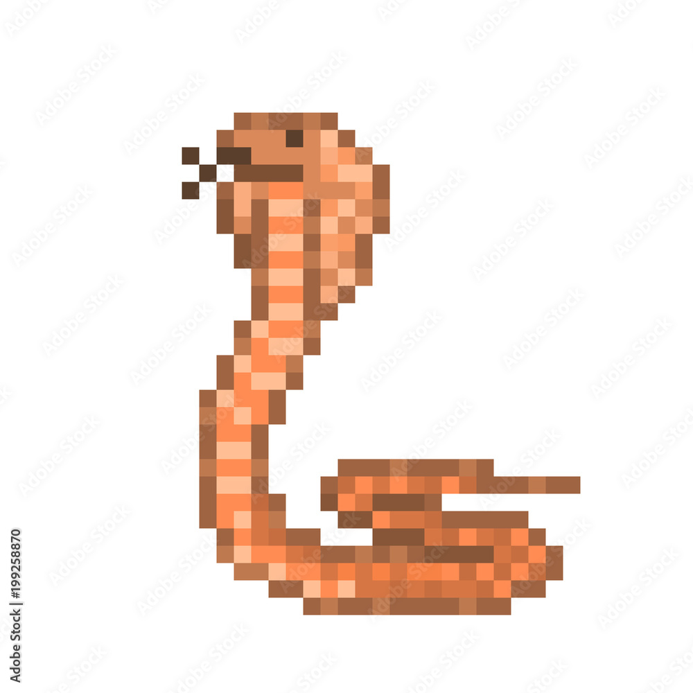 Pixel de 8 bits de cobra animal pixel para ativos de jogos e padrões de  ponto cruzado em ilustrações vetoriais
