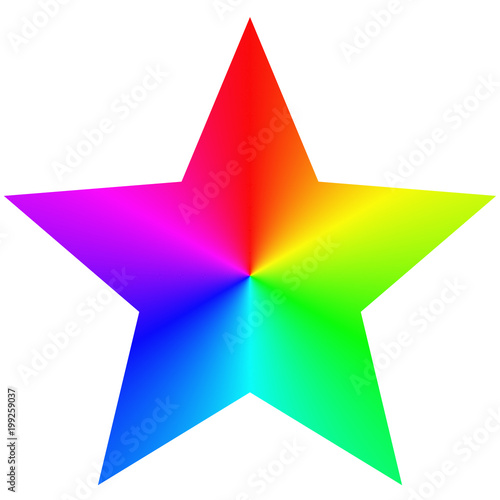 Isolated gradient rainbow pentagram star design template