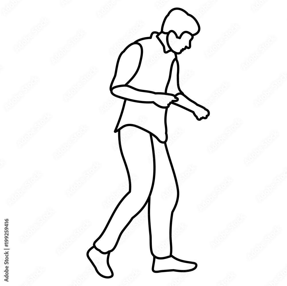 vector, isolated sketch of a guy dancing