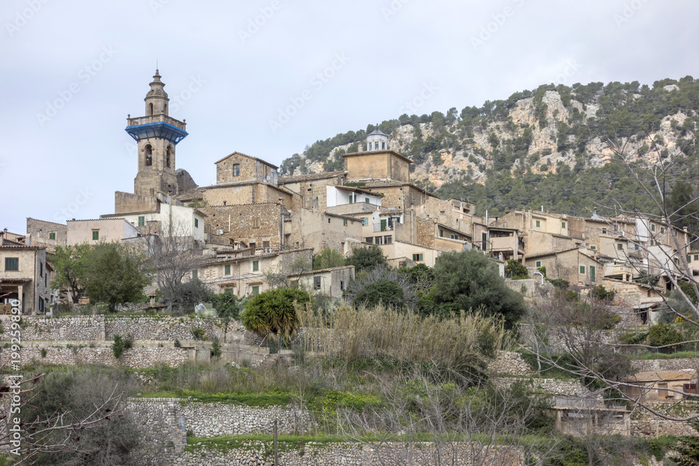 General village view of Valldemossa, Majorca island,Spain.