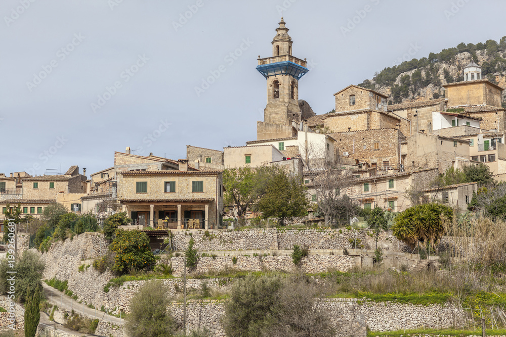 General village view of Valldemossa, Majorca island,Spain.