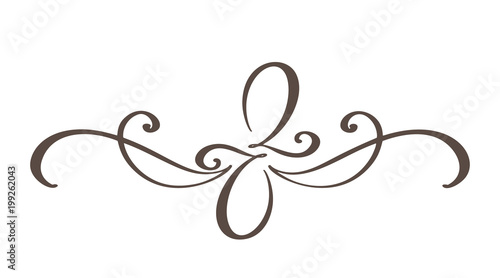 Hand drawn border flourish separator Calligraphy designer elements. Vector vintage illustration Isolated on white background