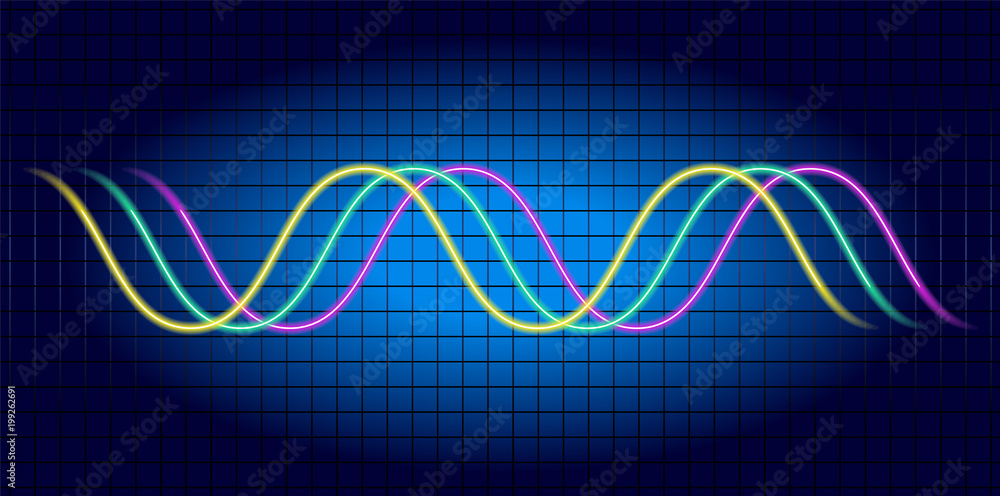 Ταπετσαρία Neon wave graph. Oscilloscope with image of wave diagram.