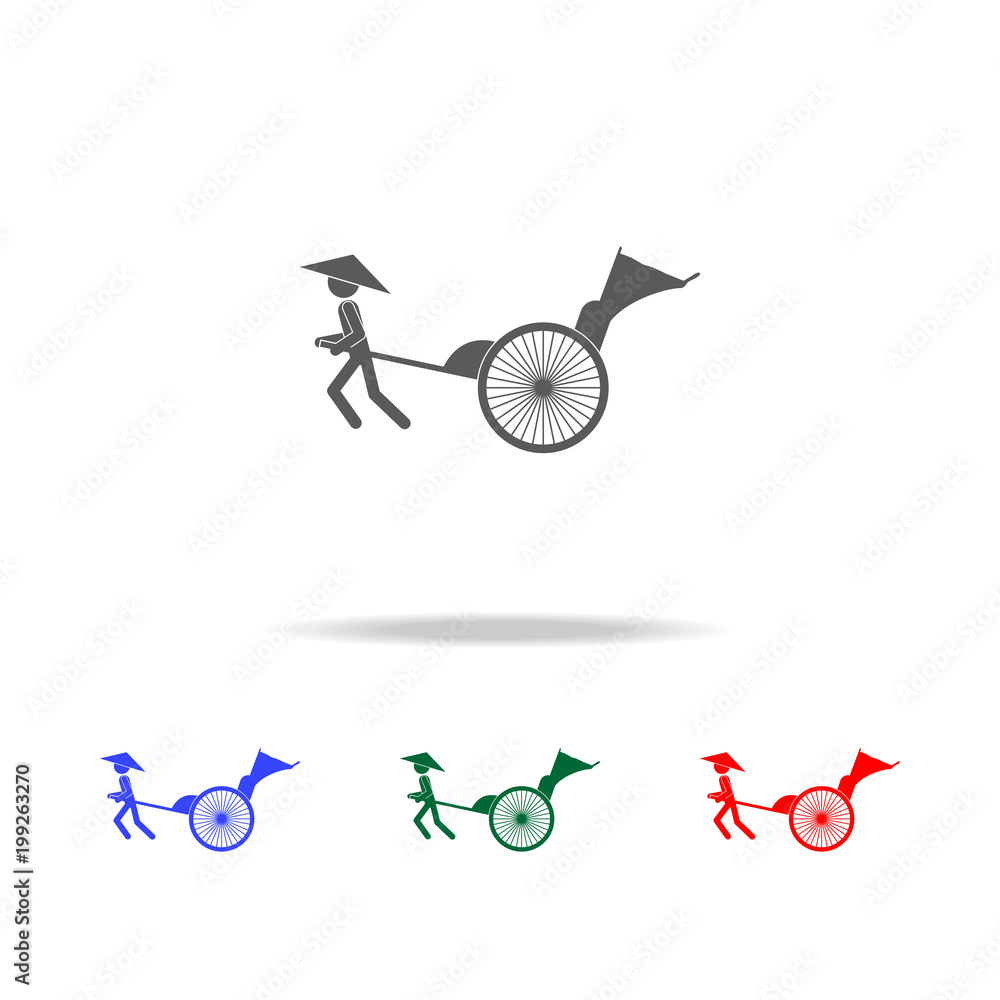 Rickshaw icon. Elements of Chinese culture multi colored icons. Premium ...