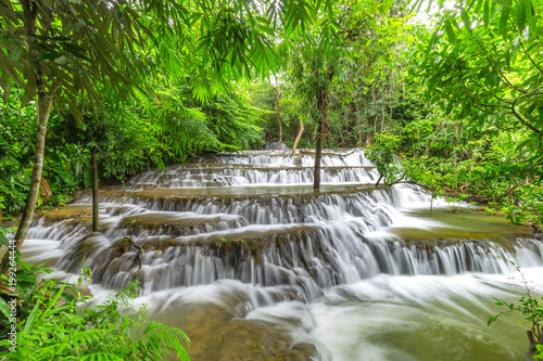 Noppiboon waterfall in Tropical Rain Forest at  Sangkhlaburi   Kanchanaburi Province  Thailand