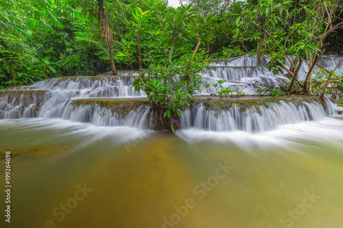 Noppiboon waterfall in Tropical Rain Forest at  Sangkhlaburi   Kanchanaburi Province  Thailand